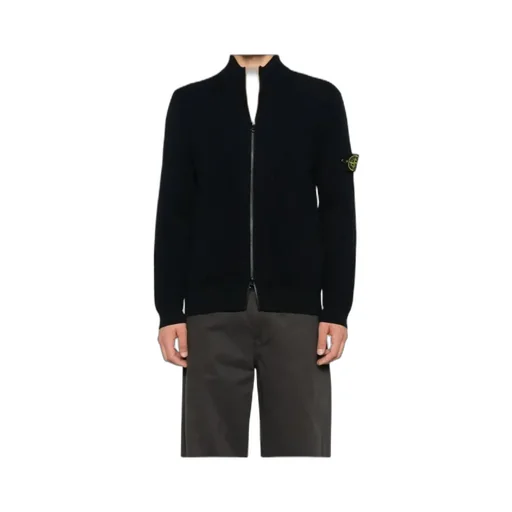 Stone Island Logo Patch Zip-Up Cardigan