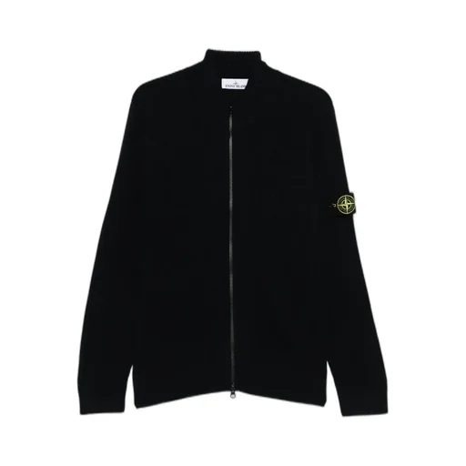 Stone Island Logo Patch Zip-Up Cardigan