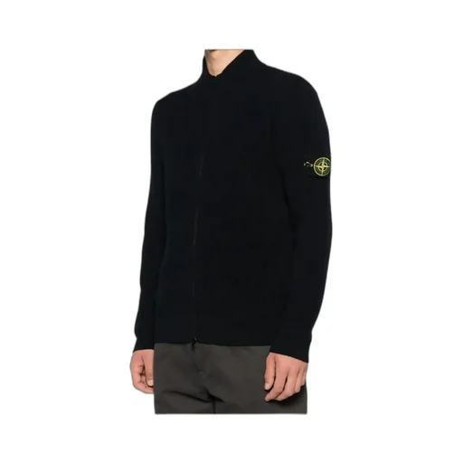 Stone Island Logo Patch Zip-Up Cardigan