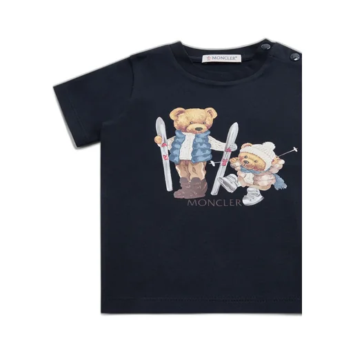Teddy Bear Motif Cotton T-Shirt
