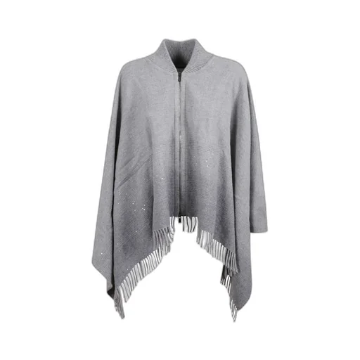 Peserico Sequined Fringed Poncho