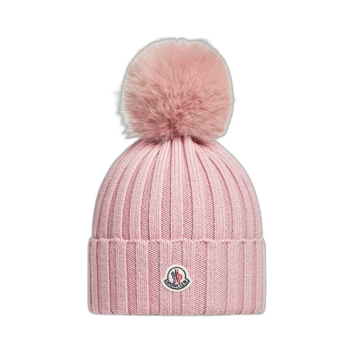 Wool Beanie With Faux Fur Pom Pom