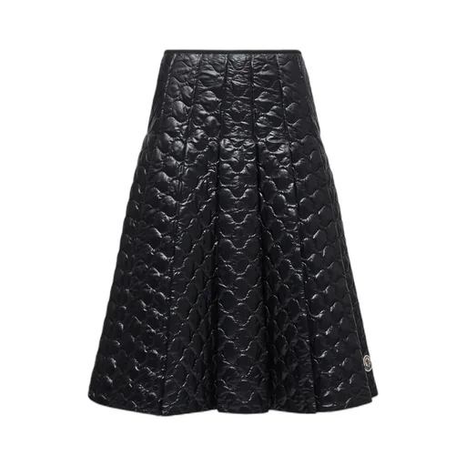 Square-Quilted Padded Midi Skirt