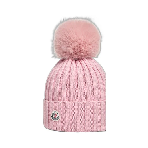Wool Beanie With Faux Fur Pom Pom