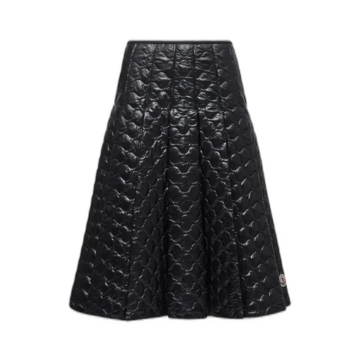 Square-Quilted Padded Midi Skirt