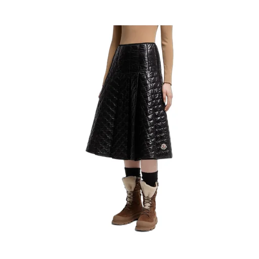 Square-Quilted Padded Midi Skirt