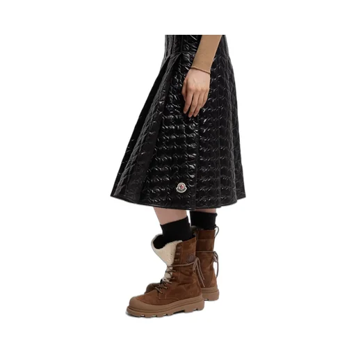 Square-Quilted Padded Midi Skirt