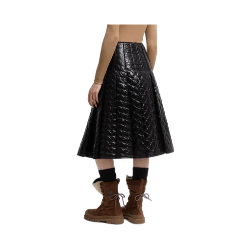 Square-Quilted Padded Midi Skirt