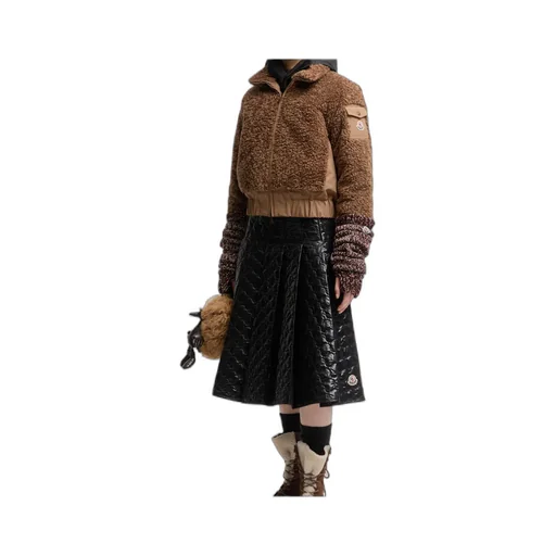 Square-Quilted Padded Midi Skirt