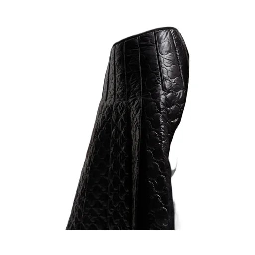 Square-Quilted Padded Midi Skirt