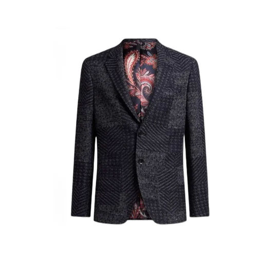 Wool-Blend Patchwork Blazer