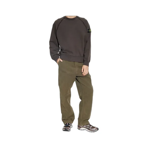Stone Island Logo Patch Straight-Leg Trousers