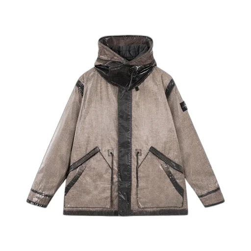 Hooded Parka With Prismatic Effect And Padded Lining