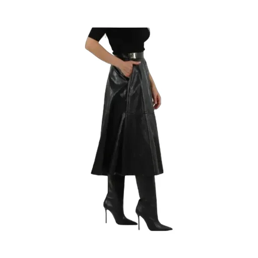 Leather-Effect Panelled Midi Skirt