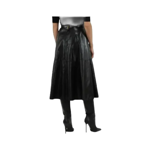 Leather-Effect Panelled Midi Skirt