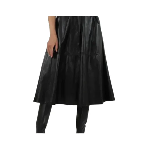 Leather-Effect Panelled Midi Skirt