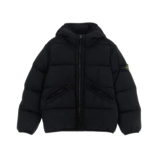 Stone Island Junior Logo Patch Hooded Down Jacket