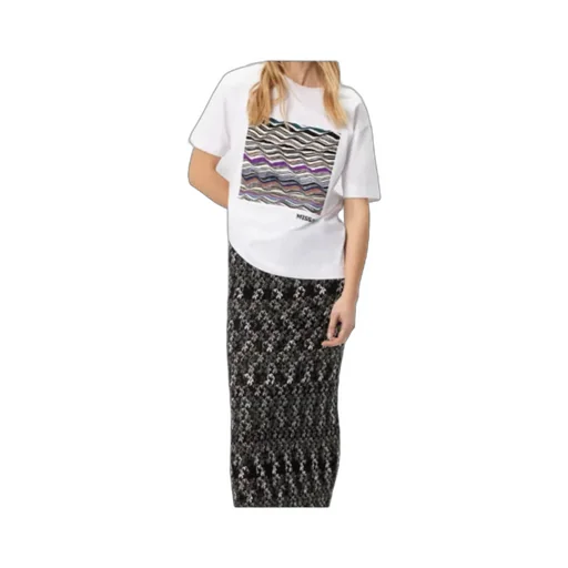 Wave-Pattern Box-Applique T-Shirt