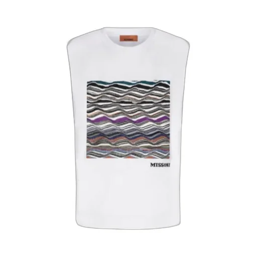 Wave-Pattern Box-Applique T-Shirt