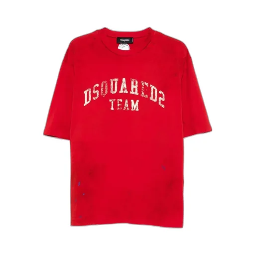 Dsquared2 Logo Printed Crewneck Distressed T-Shirt