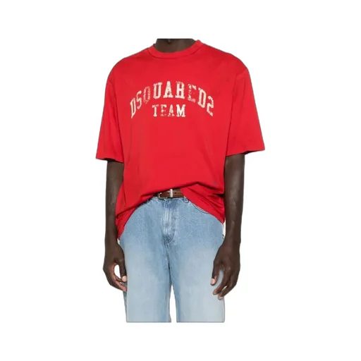 Dsquared2 Logo Printed Crewneck Distressed T-Shirt