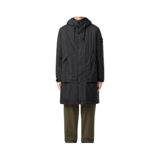 Stone Island Logo Patch Hooded Drawstring Coat
