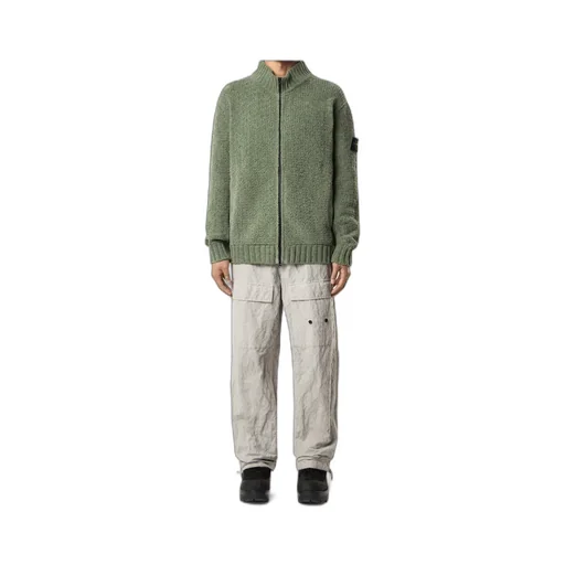 Stone Island Logo Patch Zip-Up Jumper