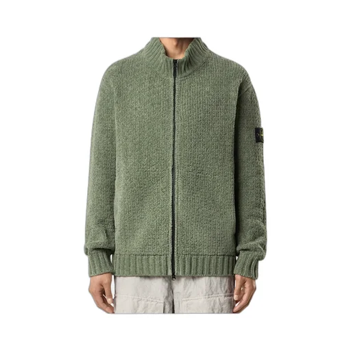 Stone Island Logo Patch Zip-Up Jumper