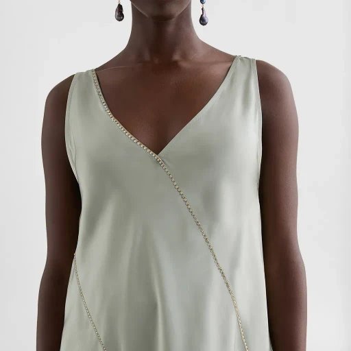 V-Neck Top With Crystals