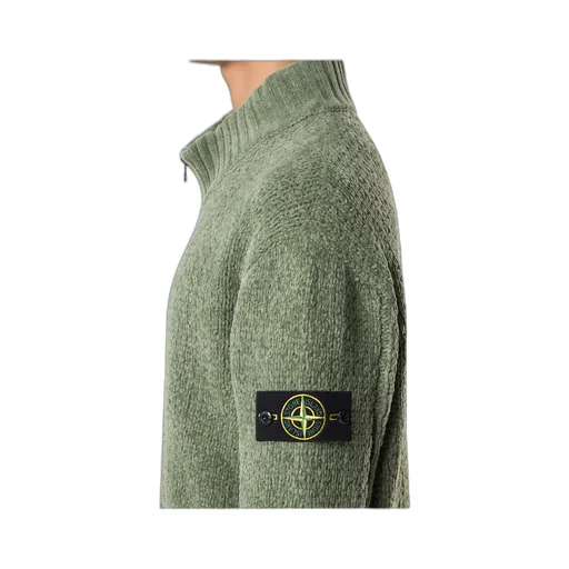 Stone Island Logo Patch Zip-Up Jumper