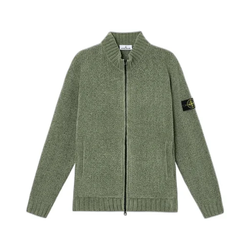 Stone Island Logo Patch Zip-Up Jumper