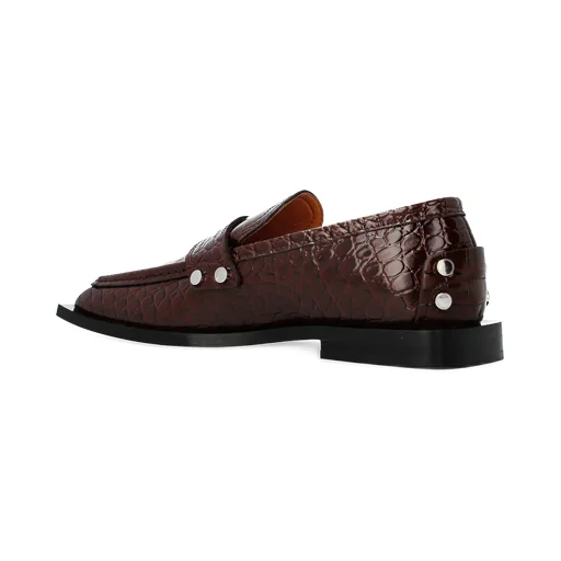 Studded Loafers In Brown Croco