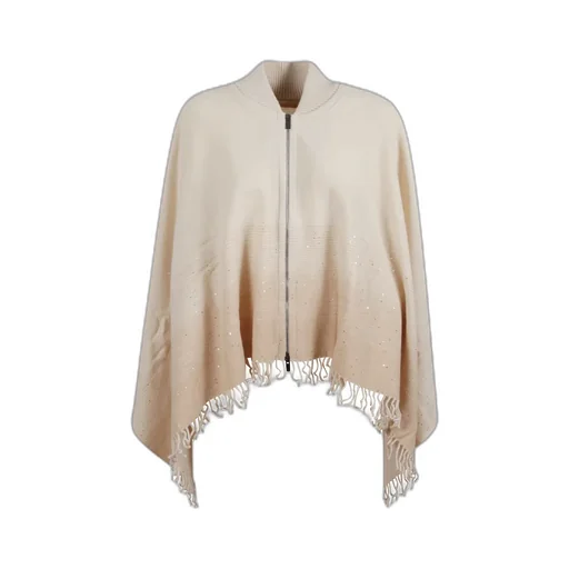 Peserico Sequined Fringed Poncho