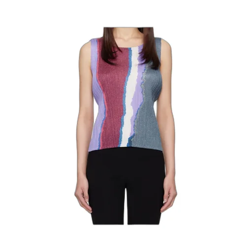 Pleated Abstract-Print Top