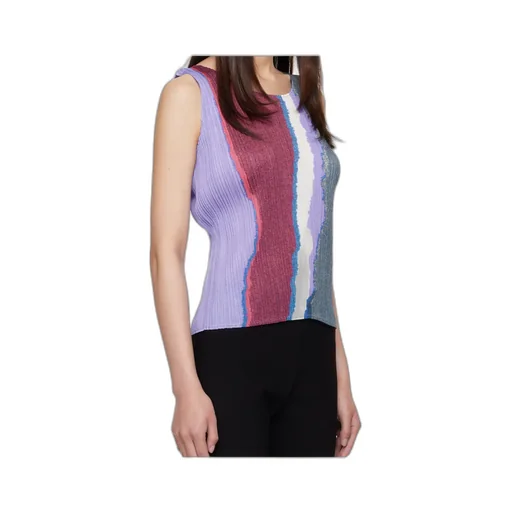 Pleated Abstract-Print Top