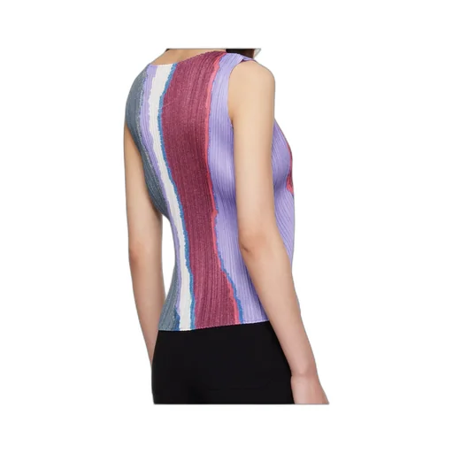 Pleated Abstract-Print Top