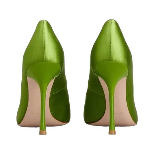 100Mm Heart-Shaped Satin Pumps