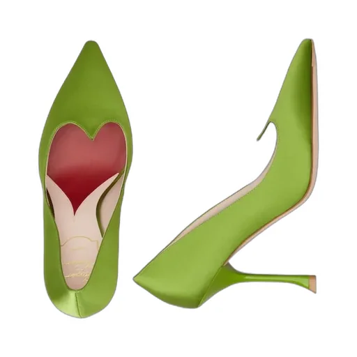 100Mm Heart-Shaped Satin Pumps