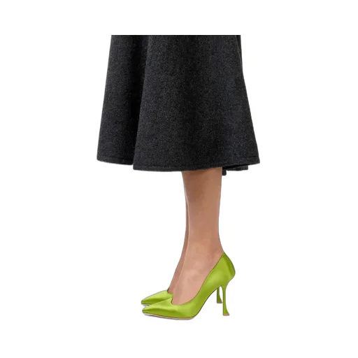 100Mm Heart-Shaped Satin Pumps