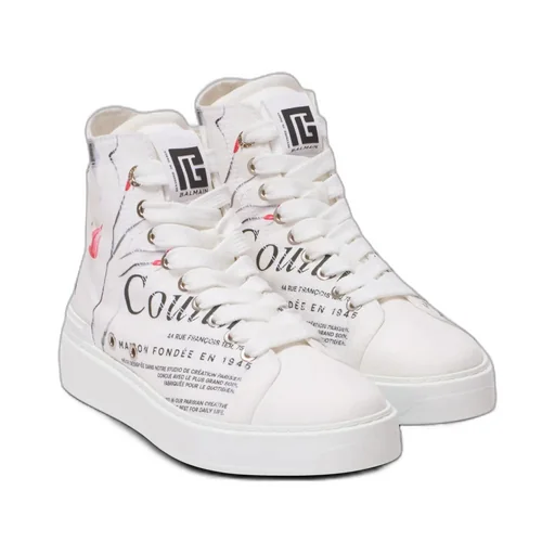 B-Court High-Top Trainers With Balmain Beauty Print