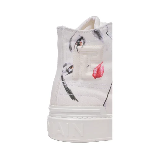 B-Court High-Top Trainers With Balmain Beauty Print