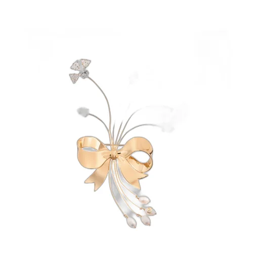 Papier Floral Brooch In Metal, Pearl And Swarovski® Crystals