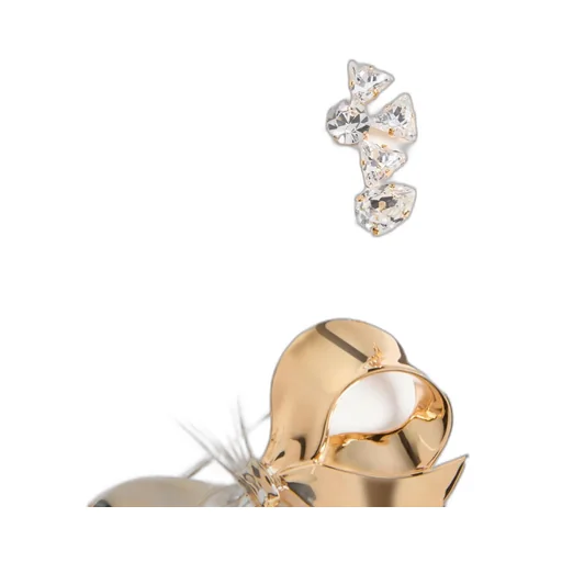 Papier Floral Brooch In Metal, Pearl And Swarovski® Crystals