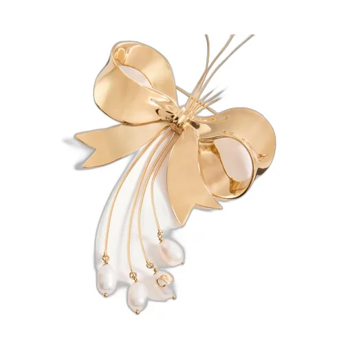 Papier Floral Brooch In Metal, Pearl And Swarovski® Crystals