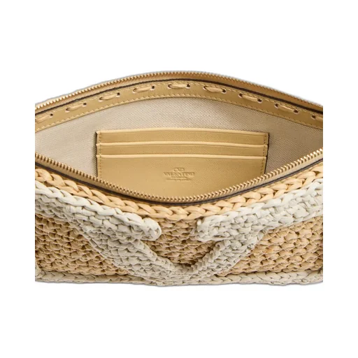 Valentino Garavani Viva Superstar Small Pouch In Synthetic Raffia