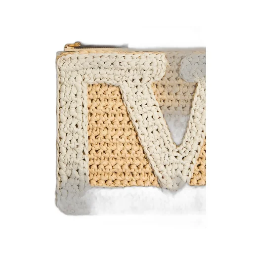 Valentino Garavani Viva Superstar Small Pouch In Synthetic Raffia