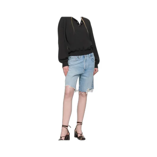 Denim Shorts With Belt Loops