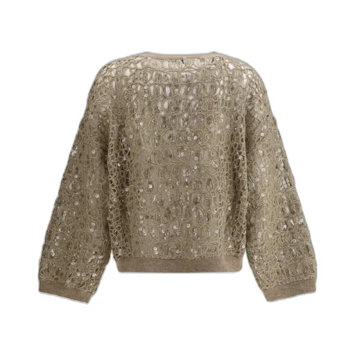 Sequin-Embellished Open-Knit Sweater