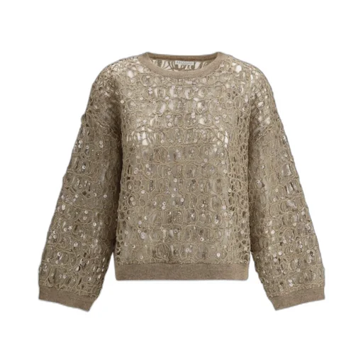Sequin-Embellished Open-Knit Sweater
