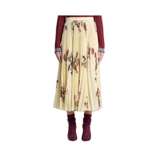 Pleated Sable Skirt With Print